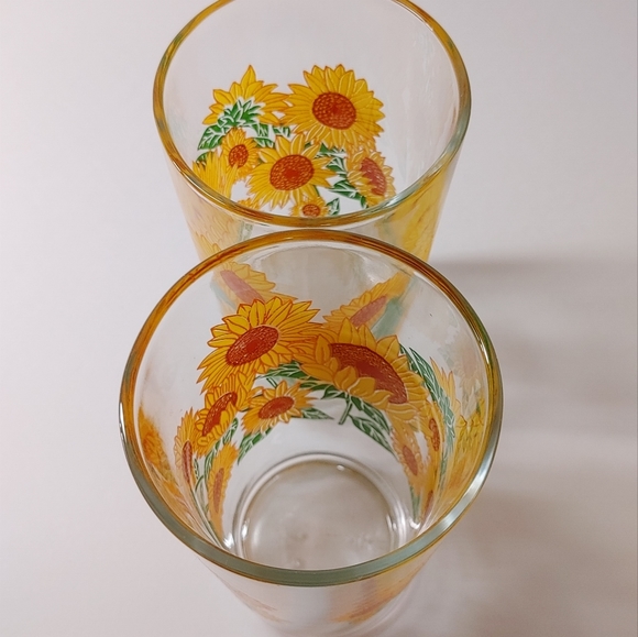 Set of 2 - Sunflowers pattern juice glasses - Picture 5 of 5